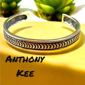 Anthony Kee Stamped Sterling Silver bracelet cuff bangle Navajo COP 94’
